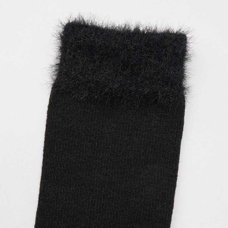 Uniqlo Heattech Knee High Fluffy (Two Pairs) Ponozky Detske Čierne | RZUVQF-014