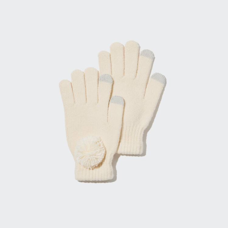 Uniqlo Heattech Pletené Gloves Rukavice Detske Biele | LSZKHA-460