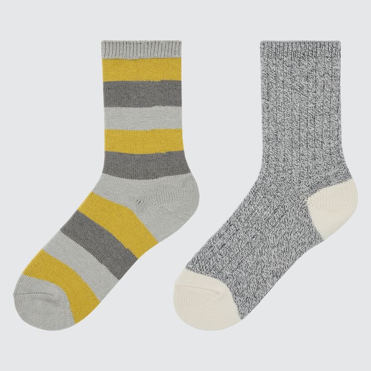 Uniqlo Heattech Pruhované (Two Pairs) Ponozky Detske Siva Žlté | HJKEBR-028