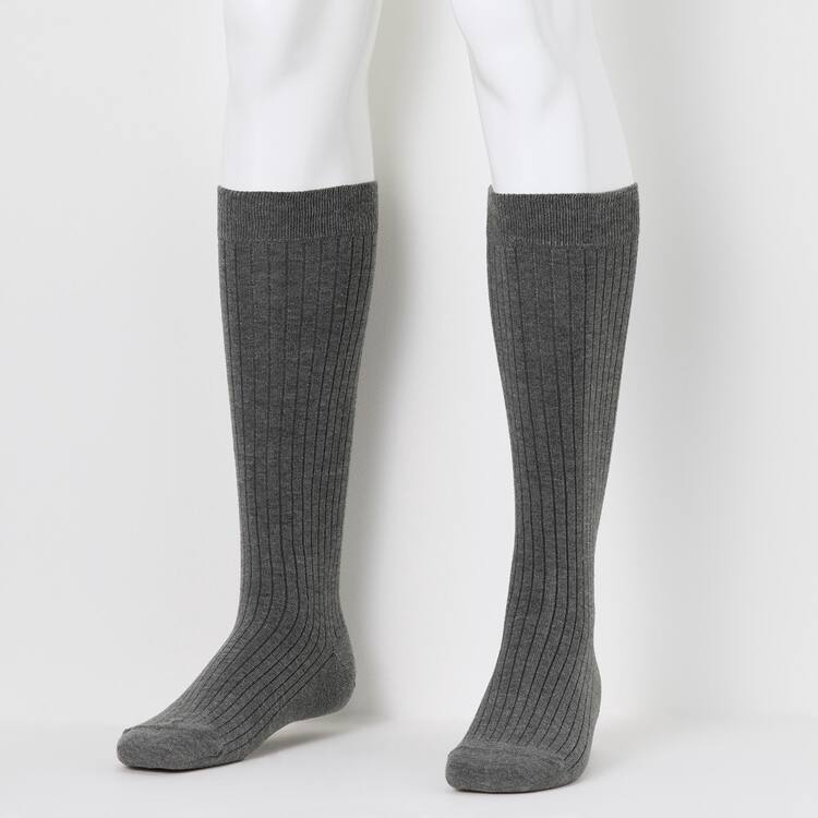 Uniqlo Heattech Rebrovaný Knee High Ponozky Panske Tmavo Siva | ISXDGF-592