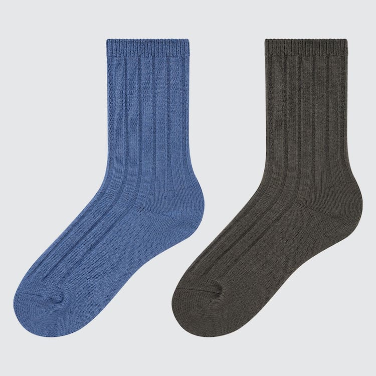 Uniqlo Heattech Rebrovaný (Two Pairs) Ponozky Detske Modre Siva | COYXTK-183