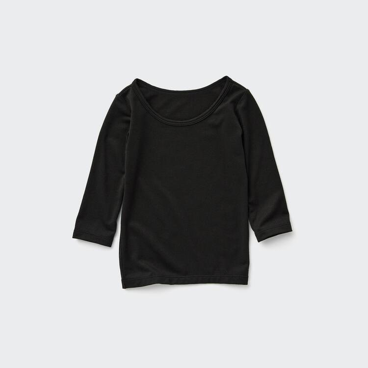 Uniqlo Heattech Scoop Neck Long Sleeved Thermal Topy Pre Babatka Čierne | IXPZDS-610