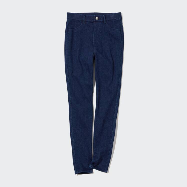 Uniqlo Heattech Ultra Stretch High Rise Denim Thermal Nohavice Damske Modre | YIZDBA-985