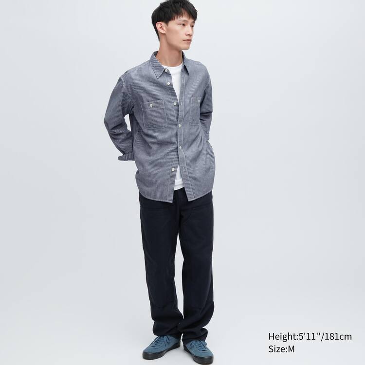 Uniqlo Hickory Denim Regular Fit Pracovná (Regular Collar) Kosele Panske Modre | OZJTKH-914