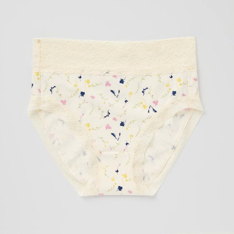 Uniqlo High Rise Flower Print Spodne Pradlo Damske Béžové | MSZWOG-385