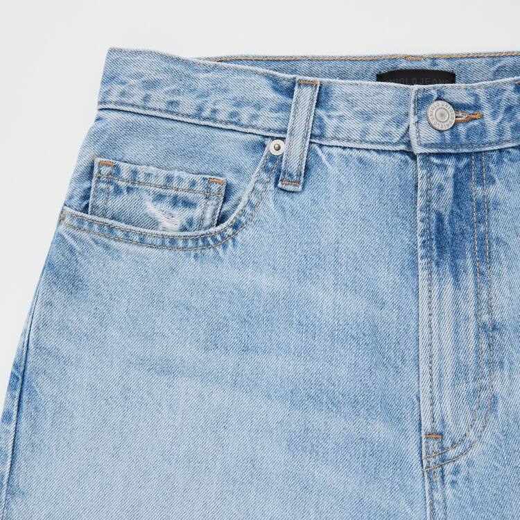 Uniqlo High Rise Rovno Leg Distressed Džínsy Damske Modre | QSCUPW-062