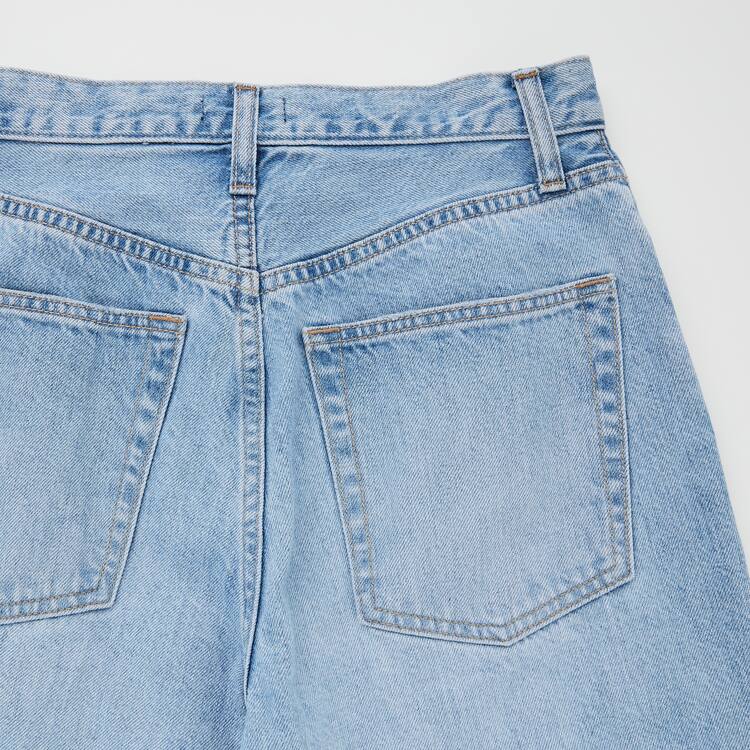 Uniqlo High Rise Rovno Leg Distressed Džínsy Damske Modre | QSCUPW-062