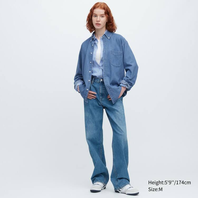 Uniqlo Indigo Denim Regular Fit (Regular Collar) Kosele Panske Modre | ECWVSO-398