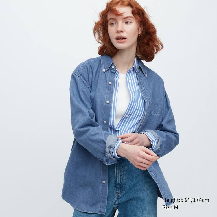 Uniqlo Indigo Denim Regular Fit (Regular Collar) Kosele Panske Modre | ECWVSO-398