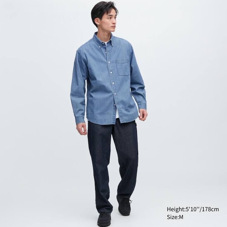 Uniqlo Indigo Denim Regular Fit (Regular Collar) Kosele Panske Modre | ECWVSO-398