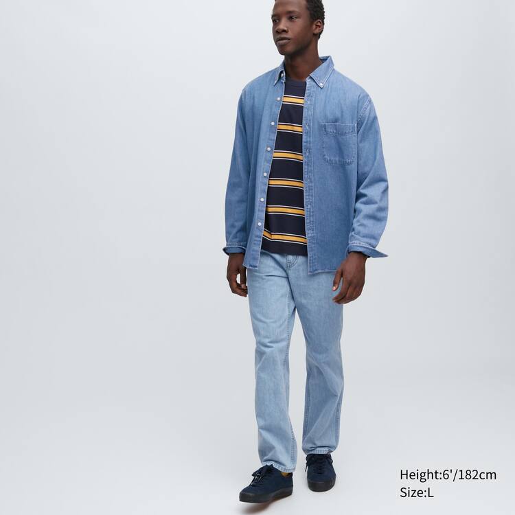 Uniqlo Indigo Denim Regular Fit (Regular Collar) Kosele Panske Modre | ECWVSO-398