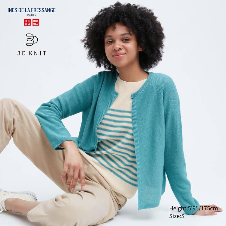 Uniqlo Ines De La Fressange 3d Knit Seamless Kardigán Damske Modre | PHFJER-482