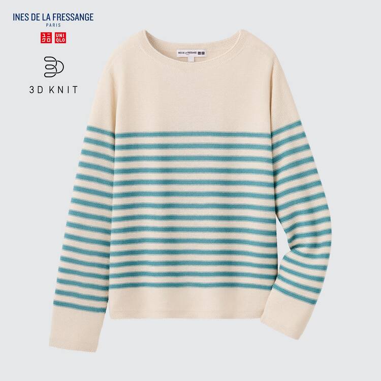 Uniqlo Ines De La Fressange 3d Knit Seamless Pruhované Lodné Neck Pleteniny Damske Béžové | REPXSI-840