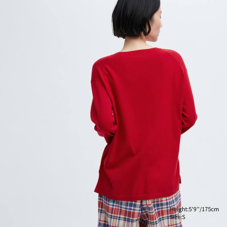 Uniqlo Ines De La Fressange Bavlnene Cashmere Blend Oversized V Neck Pleteniny Damske Červené | HAVFYT-561
