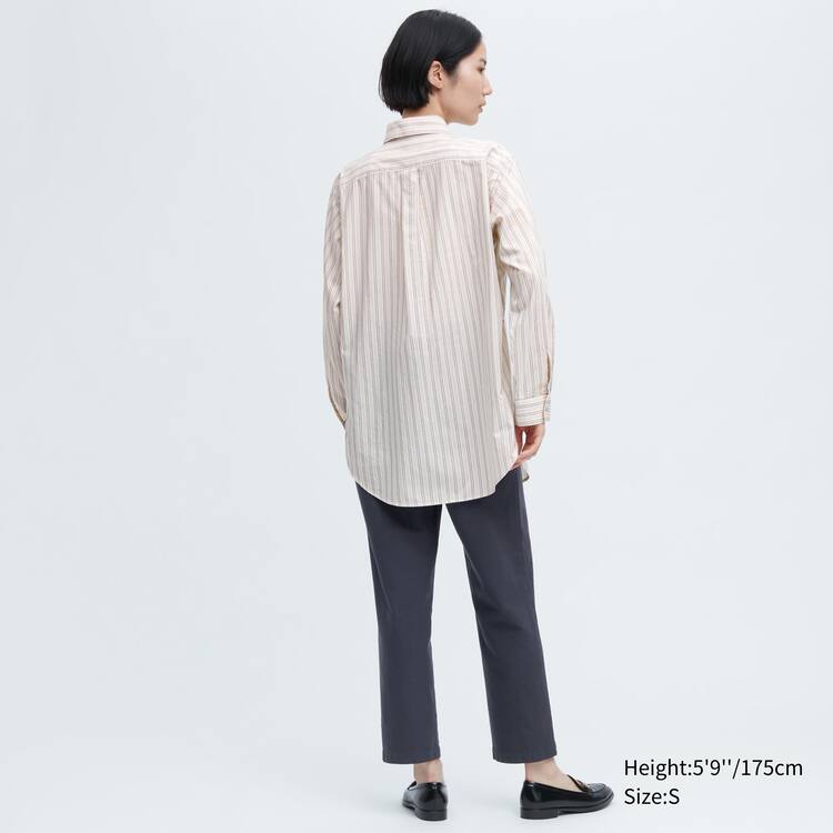 Uniqlo Ines De La Fressange Bavlnene Silk Blend Oversized Long Sleeved Kosele Damske Béžové | PBOGEK-981