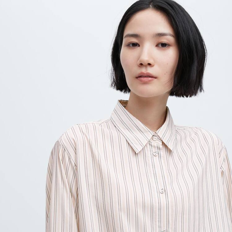 Uniqlo Ines De La Fressange Bavlnene Silk Blend Oversized Long Sleeved Kosele Damske Béžové | PBOGEK-981