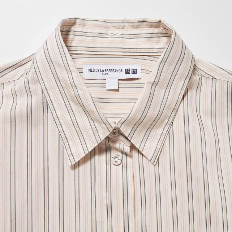 Uniqlo Ines De La Fressange Bavlnene Silk Blend Oversized Long Sleeved Kosele Damske Béžové | PBOGEK-981