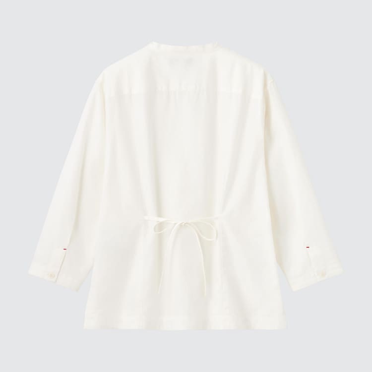 Uniqlo Ines De La Fressange Bavlnene Twill V Neck 3/4 Sleeved Kosele Damske Biele | ZDUMXP-085