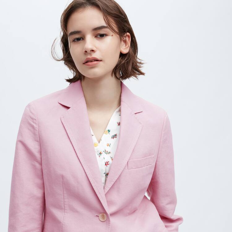 Uniqlo Ines De La Fressange Linen Bavlnene Blend Bundy Damske Ruzove | JDYVQA-028