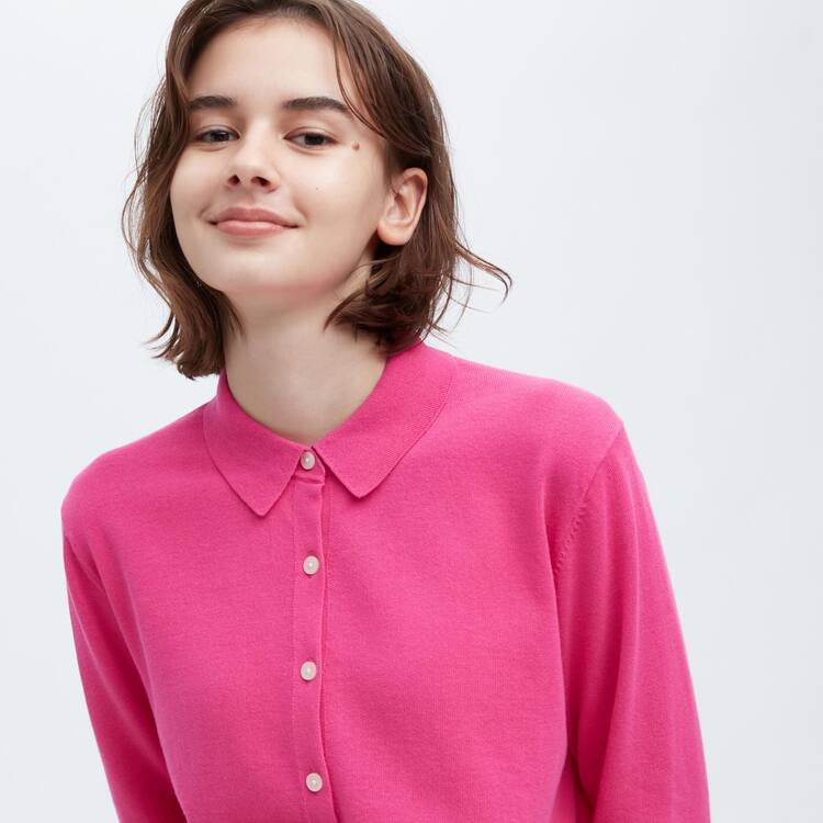 Uniqlo Ines De La Fressange Pletené Polo Kardigán Damske Ruzove | GVYCSA-432
