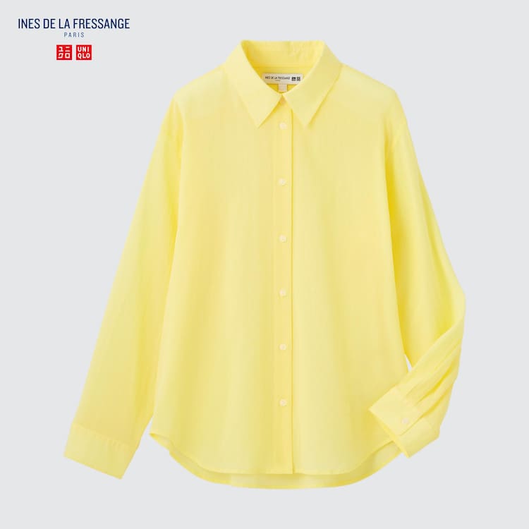 Uniqlo Ines De La Fressange Sheer Bavlnene Relaxed Fit Long Sleeved Kosele Damske Žlté | YIJPHV-342