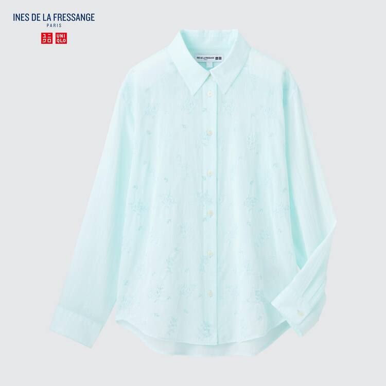 Uniqlo Ines De La Fressange Sheer Embroidered Long Sleeved Kosele Damske Modre | THPAOM-856