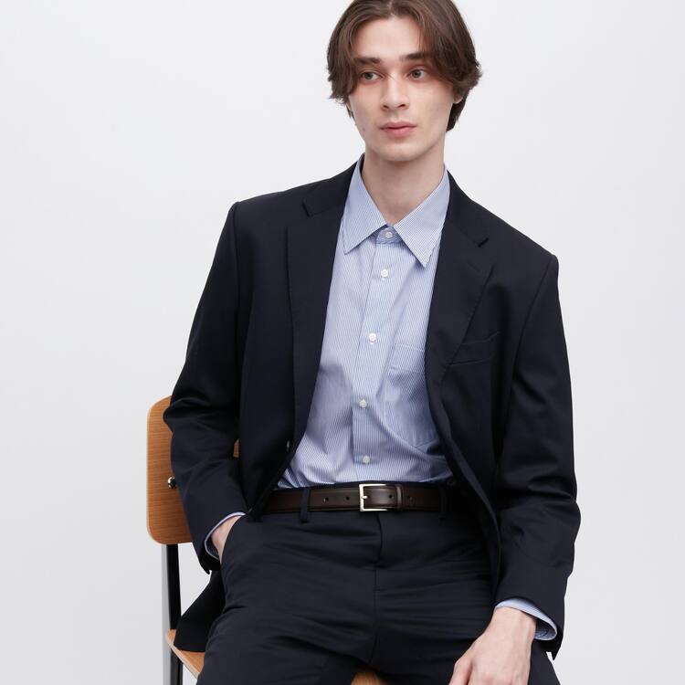 Uniqlo Italian Kozene Stitched Opasky Panske Čierne | GCKIYL-943