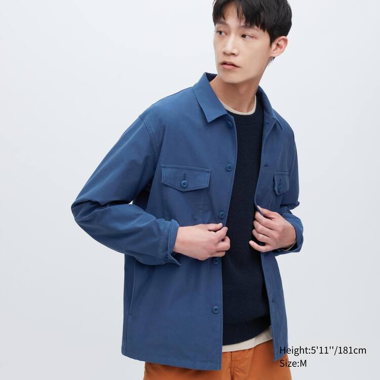 Uniqlo Jersey Overshirt Bundy Panske Modre | XPCYDF-274