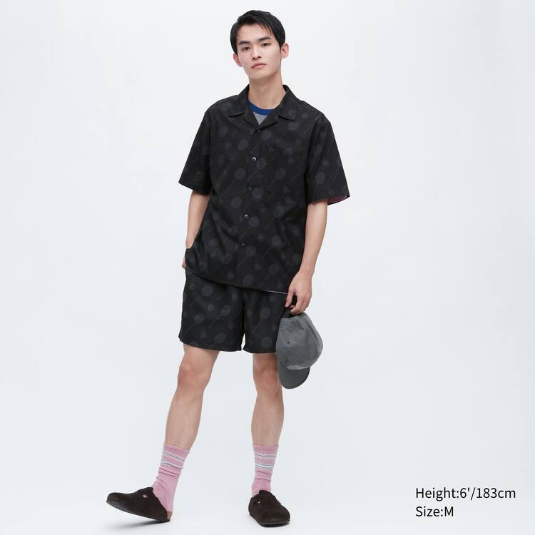 Uniqlo Jw Anderson Bežná Printed Kratke Sleeved (Open Collar) Kosele Panske Čierne | AUODEM-517