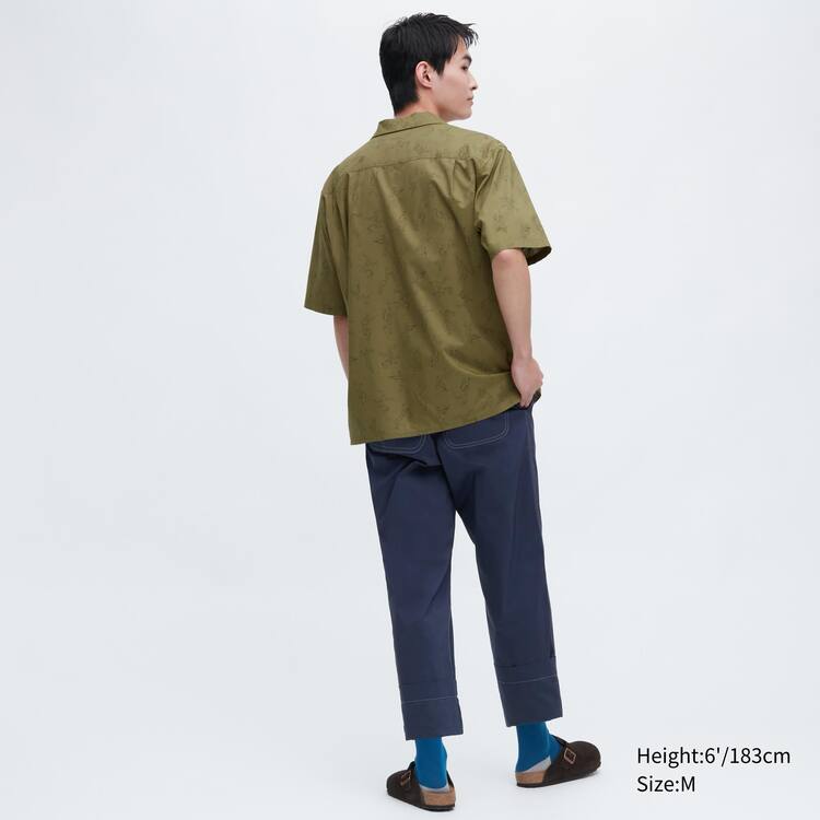 Uniqlo Jw Anderson Bežná Printed Kratke Sleeved (Open Collar) Kosele Panske Olivovo Zelená | XDETVK-493