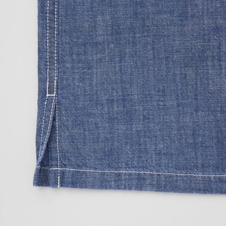 Uniqlo Jw Anderson Chambray Oversized Kratke Sleeved Kosele Panske Modre | ICHVNU-952