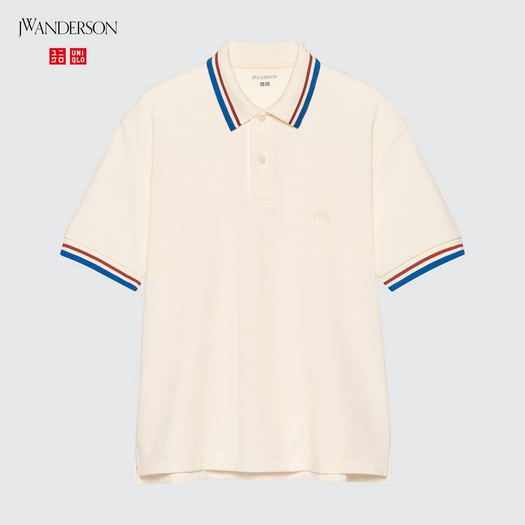 Uniqlo Jw Anderson Dry Piqué Patterned Polokosele Panske Biele | BCTJFH-896