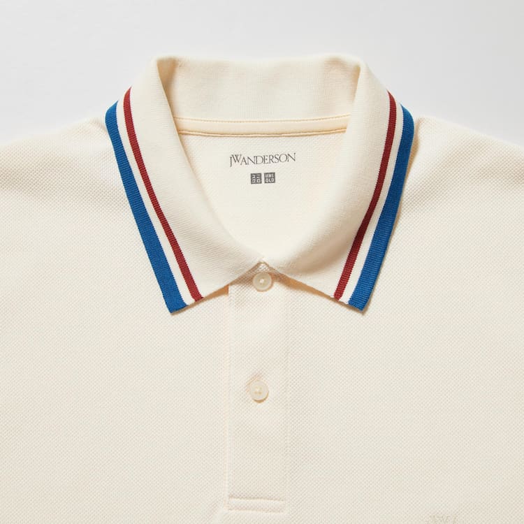 Uniqlo Jw Anderson Dry Piqué Patterned Polokosele Panske Biele | BCTJFH-896