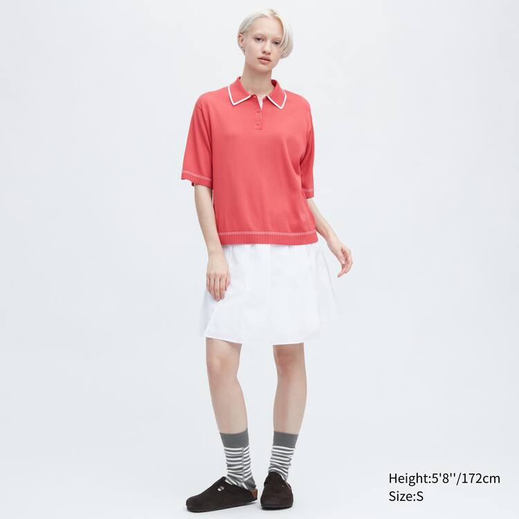 Uniqlo Jw Anderson Kratke Sleeved Polo Topy Damske Ruzove | VPQHZC-762