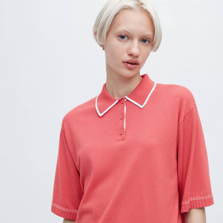Uniqlo Jw Anderson Kratke Sleeved Polo Topy Damske Ruzove | VPQHZC-762