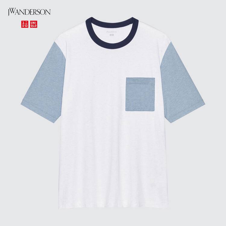 Uniqlo Jw Anderson Pocket Kratke Sleeved Tricko Panske Biele | BEQCZJ-325