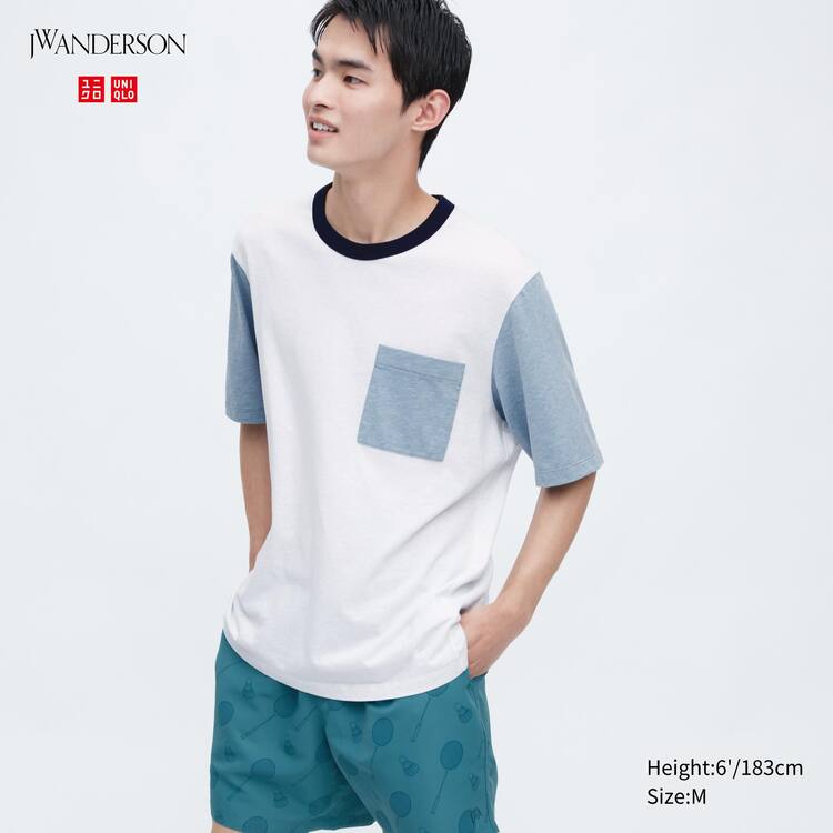 Uniqlo Jw Anderson Pocket Kratke Sleeved Tricko Panske Biele | BEQCZJ-325