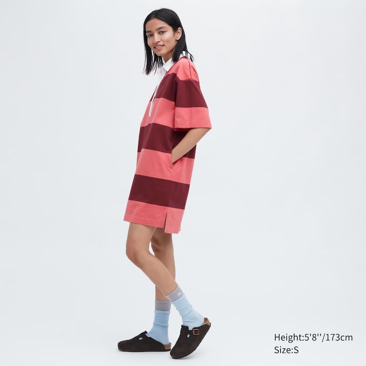Uniqlo Jw Anderson Pruhované Polo Kratke Sleeved Saty Damske Ruzove | POXUZT-901