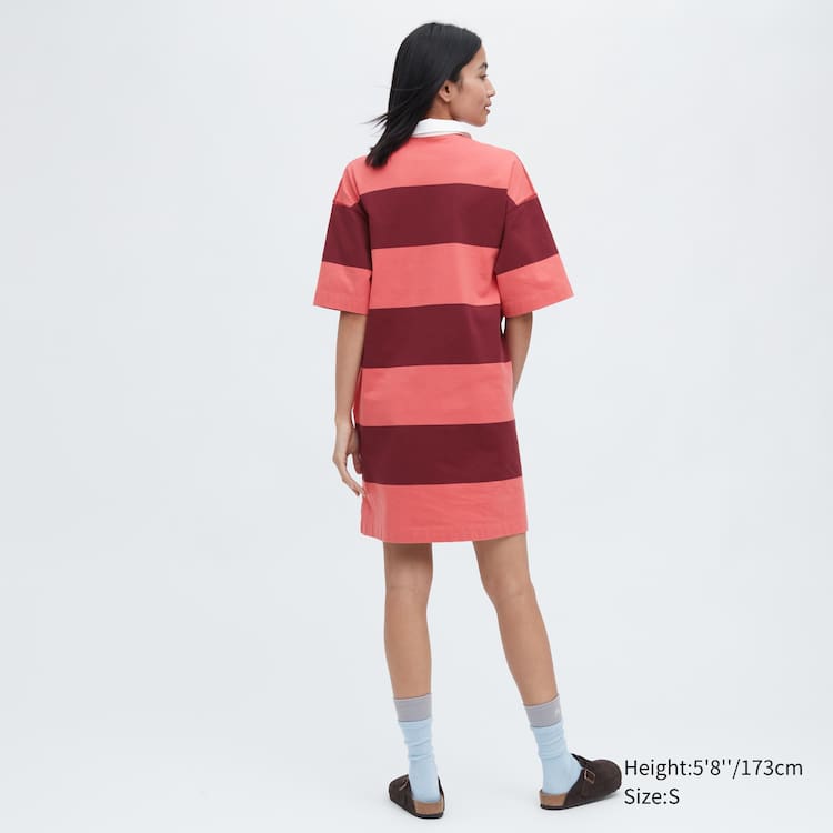 Uniqlo Jw Anderson Pruhované Polo Kratke Sleeved Saty Damske Ruzove | POXUZT-901