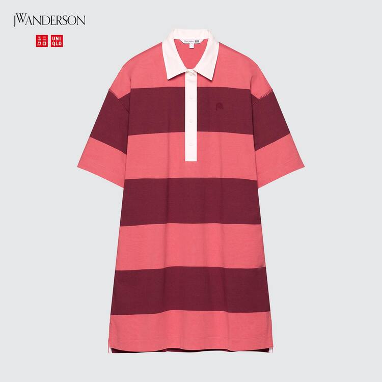 Uniqlo Jw Anderson Pruhované Polo Kratke Sleeved Saty Damske Ruzove | POXUZT-901