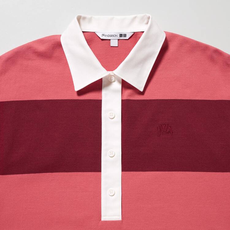 Uniqlo Jw Anderson Pruhované Polo Kratke Sleeved Saty Damske Ruzove | POXUZT-901
