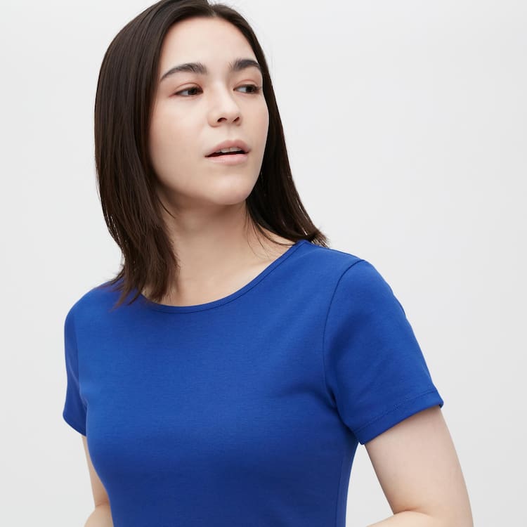 Uniqlo Kratke Sleeved Flared Saty Damske Modre | USNLHO-739