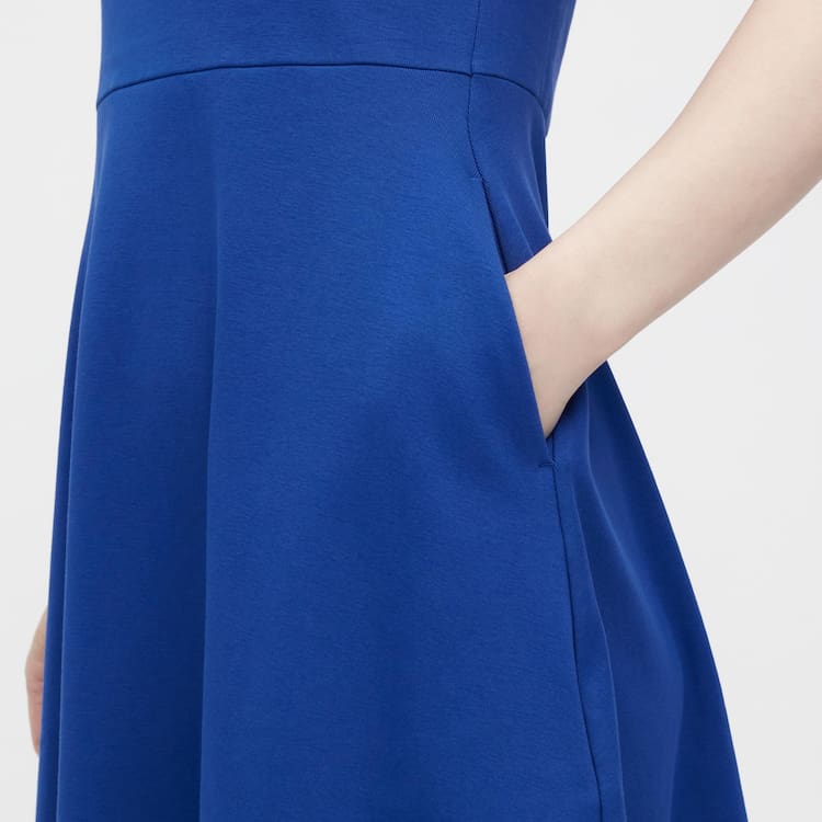 Uniqlo Kratke Sleeved Flared Saty Damske Modre | USNLHO-739