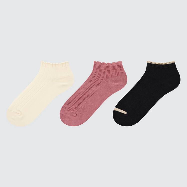 Uniqlo Kratke (Three Pairs) Ponozky Detske Béžové Červené Čierne | LFGHSQ-941