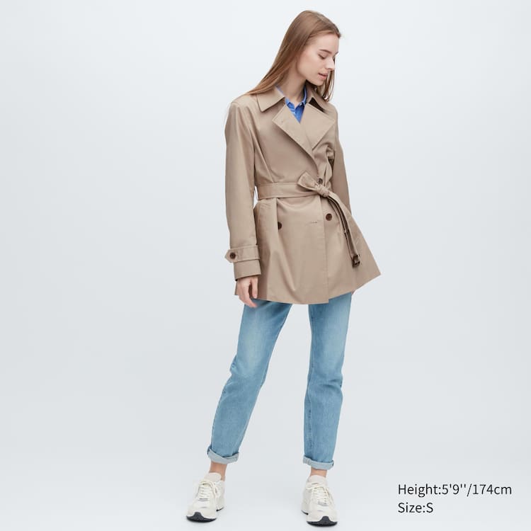 Uniqlo Kratke Trench Kabáty Damske Béžové | HLVZXD-391