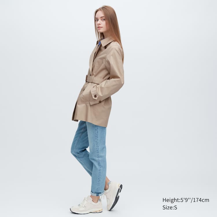 Uniqlo Kratke Trench Kabáty Damske Béžové | HLVZXD-391