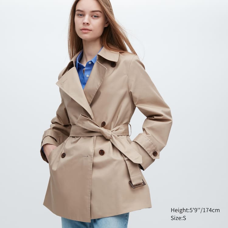 Uniqlo Kratke Trench Kabáty Damske Béžové | HLVZXD-391