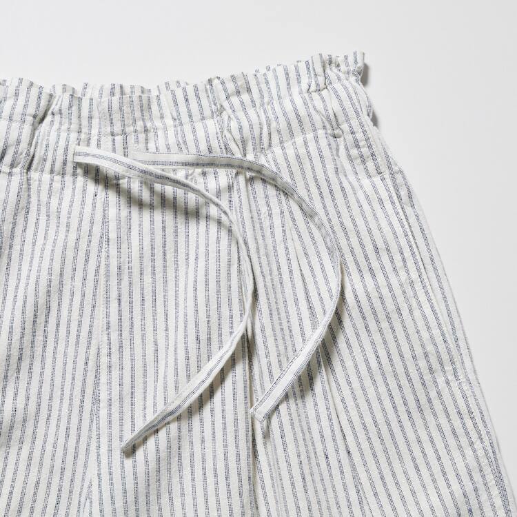 Uniqlo Linen Bavlnene Blend Pruhované Sortky Damske Biele | WSYIRT-327