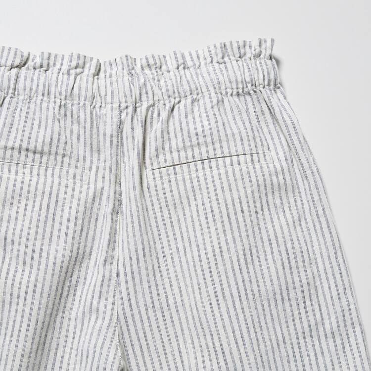 Uniqlo Linen Bavlnene Blend Pruhované Sortky Damske Biele | WSYIRT-327