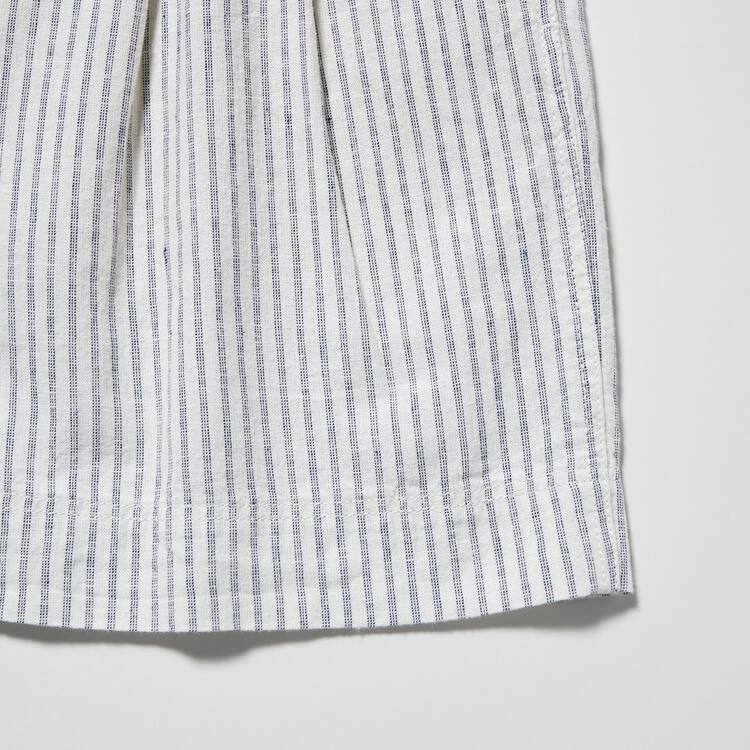 Uniqlo Linen Bavlnene Blend Pruhované Sortky Damske Biele | WSYIRT-327